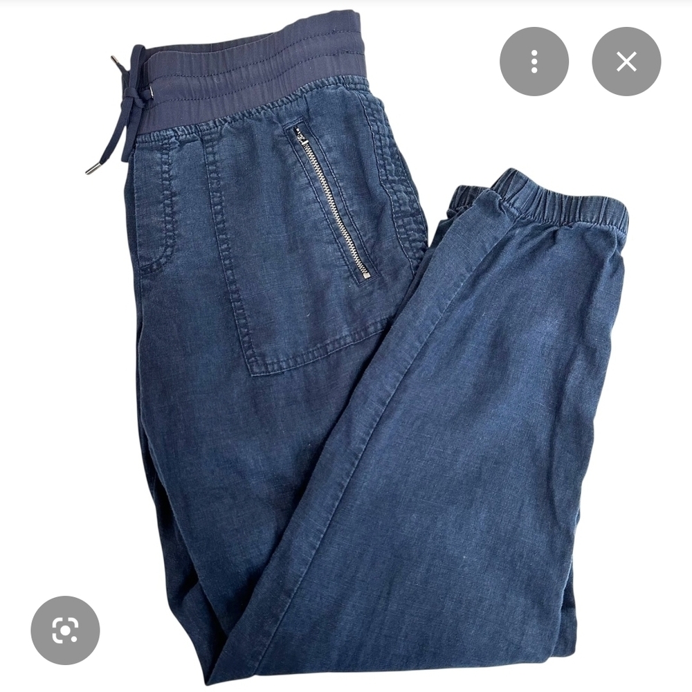 Athleta Dark Blue 100% Linen Jogger Pants
